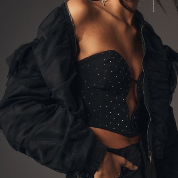 By Anthropologie Appliqué Bomber Jacket - Picture 2 of 14